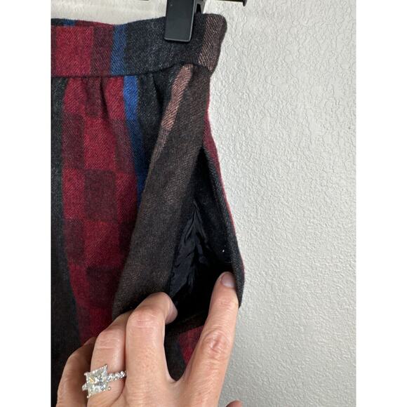 JH Collectibles Wool Blend Striped Checkboard Full Length Skirt Size 6 Lagenlook - Picture 6 of 13